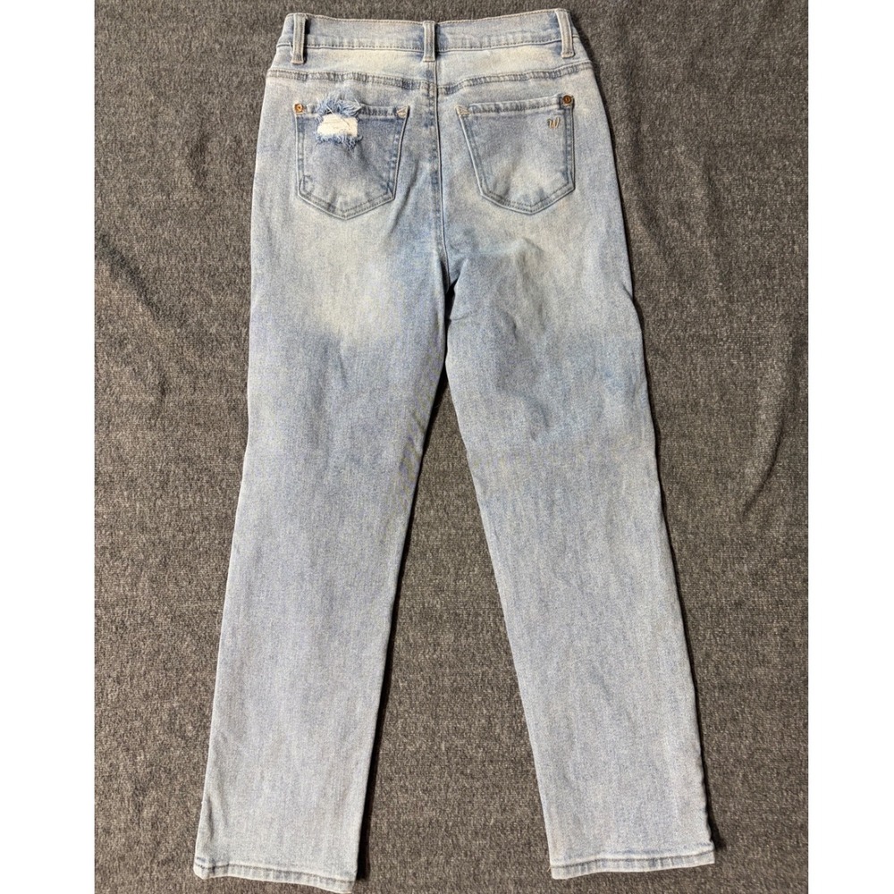 WallFlower Fearless Curvy Super High Rise Distressed Straight Jeans Size 3 Light - Picture 9 of 11